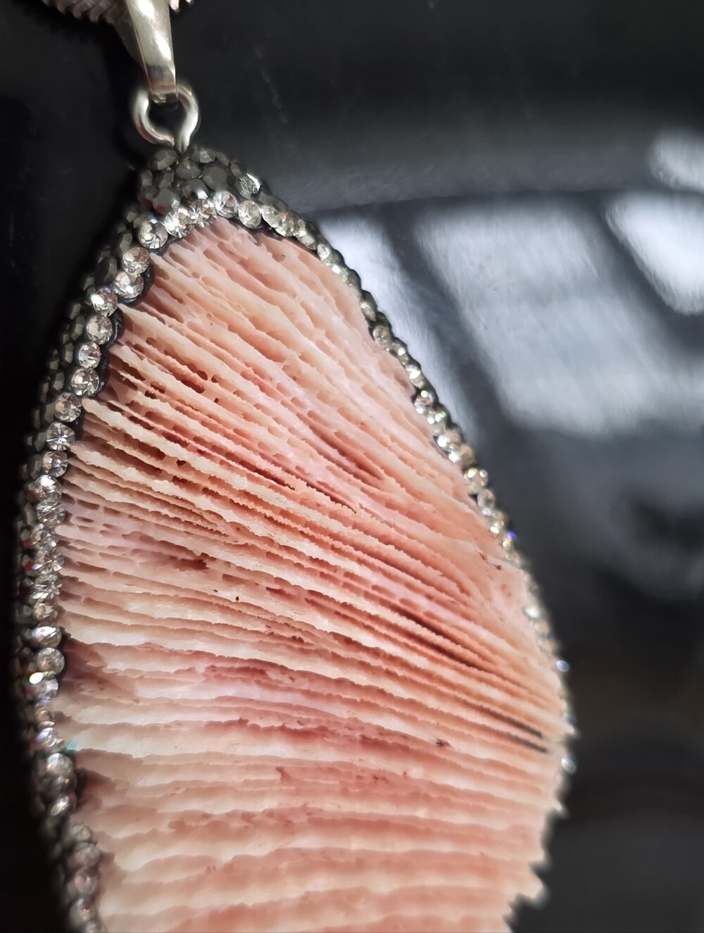 Natural Pink Coral Pendant Necklace 925 Sterling Silver 18" - Picture 5 of 7